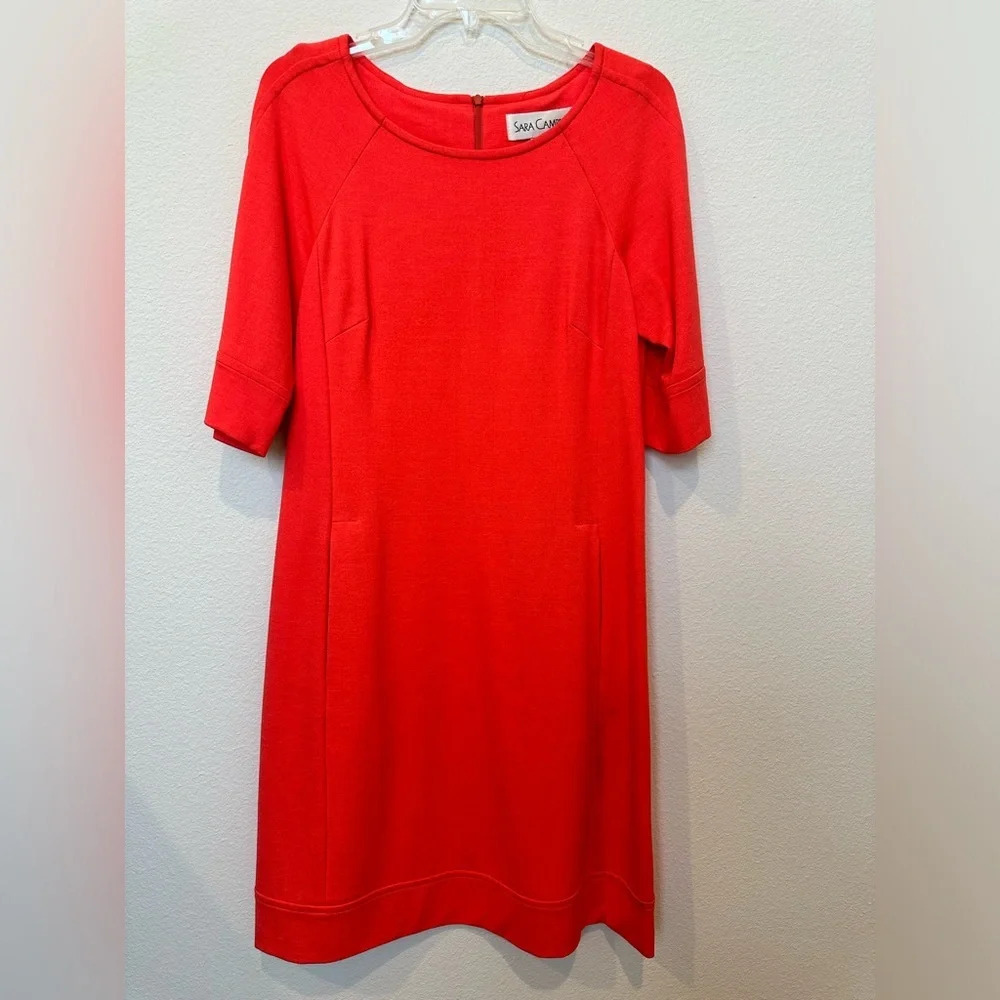 Sara Campbell‎ Coral Short Sleeve Shift Dress with Pockets Small